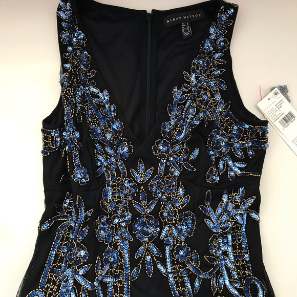 AIDAN MATTOX BEADED SLEEVELESS EVENING DRESS - Picture 4 of 8